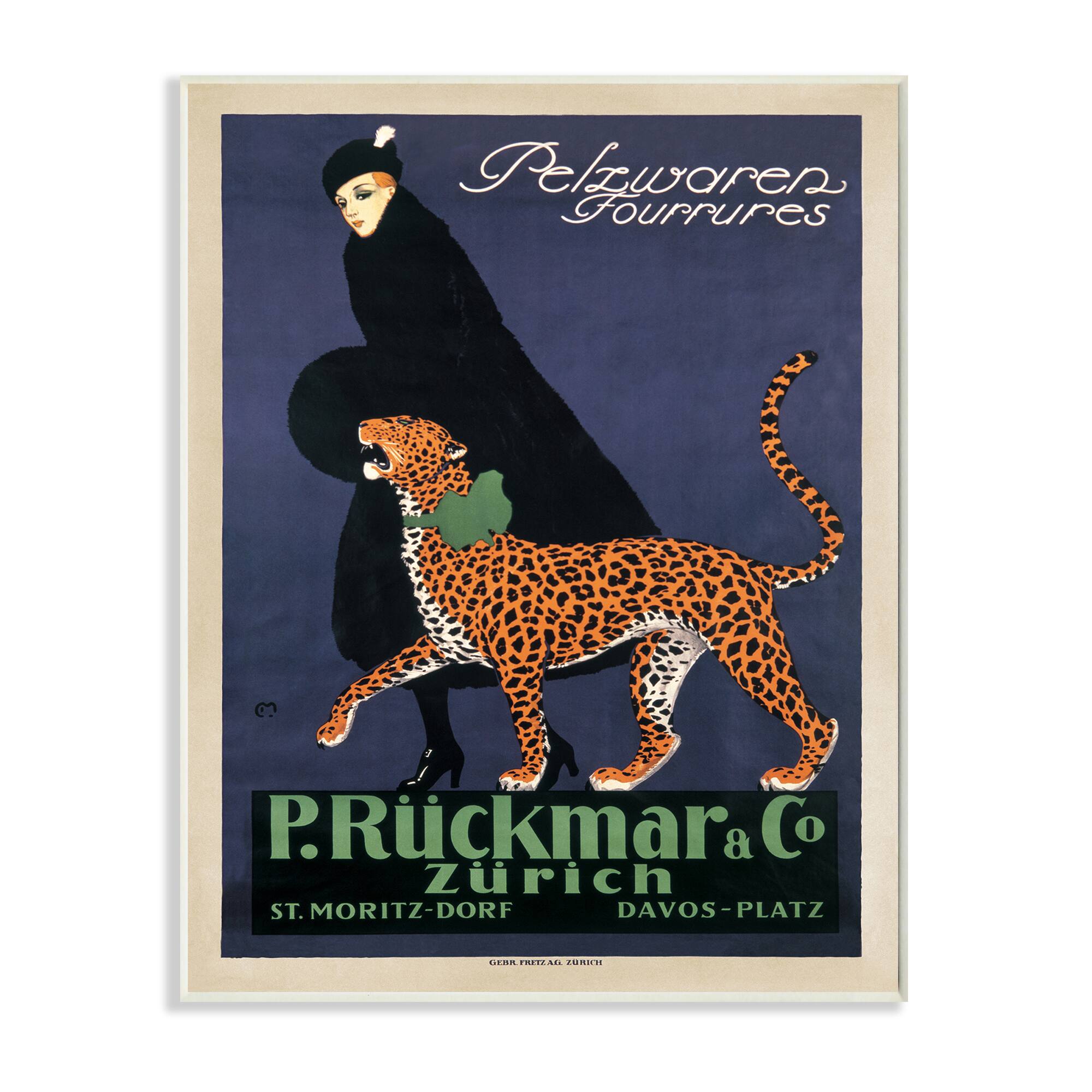 Stupell Industries Vintage Women's Fashion Campaign with Leopard Wall Plaque